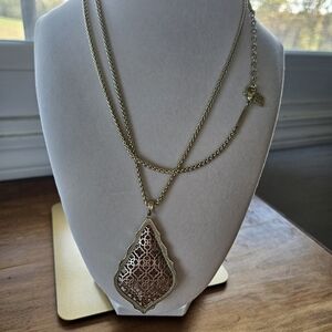 Kendra Scott Gold/Rose Gold Filigree Pendant Necklace